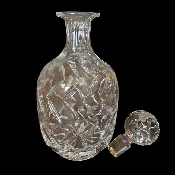 Vintage Block Polish Lead Crystal Liquor Decanter & Stopper - Geometric Cut - Picture 3 of 4